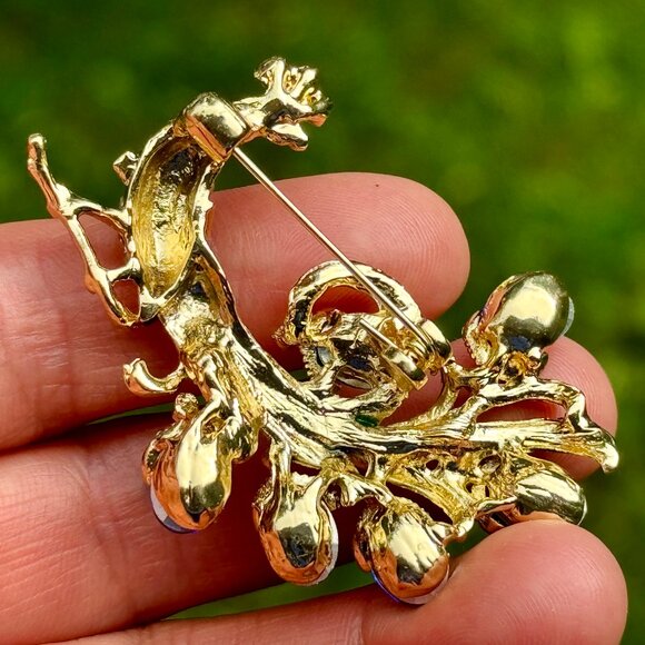 Peacock Brooch Blue Peacock Pin Rhinestone Peacock Brooch - Picture 3 of 4